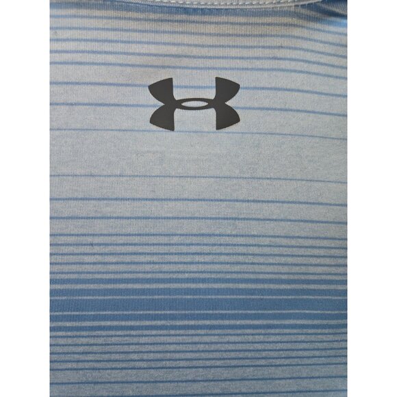 Under Armour Mens The Playoff Polo Shirt Blue Striped Small - Picture 7 of 8